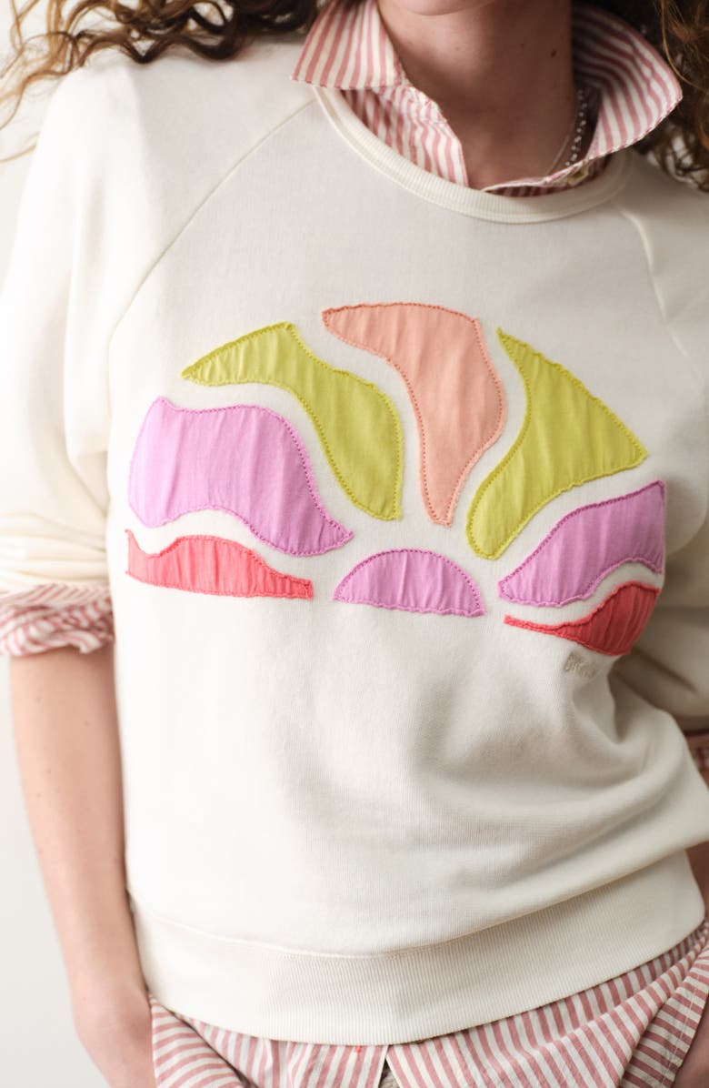 Marine Layer Cloud 9 Terry Sun Appliqué Sweatshirt, Alternate, color, Antique White