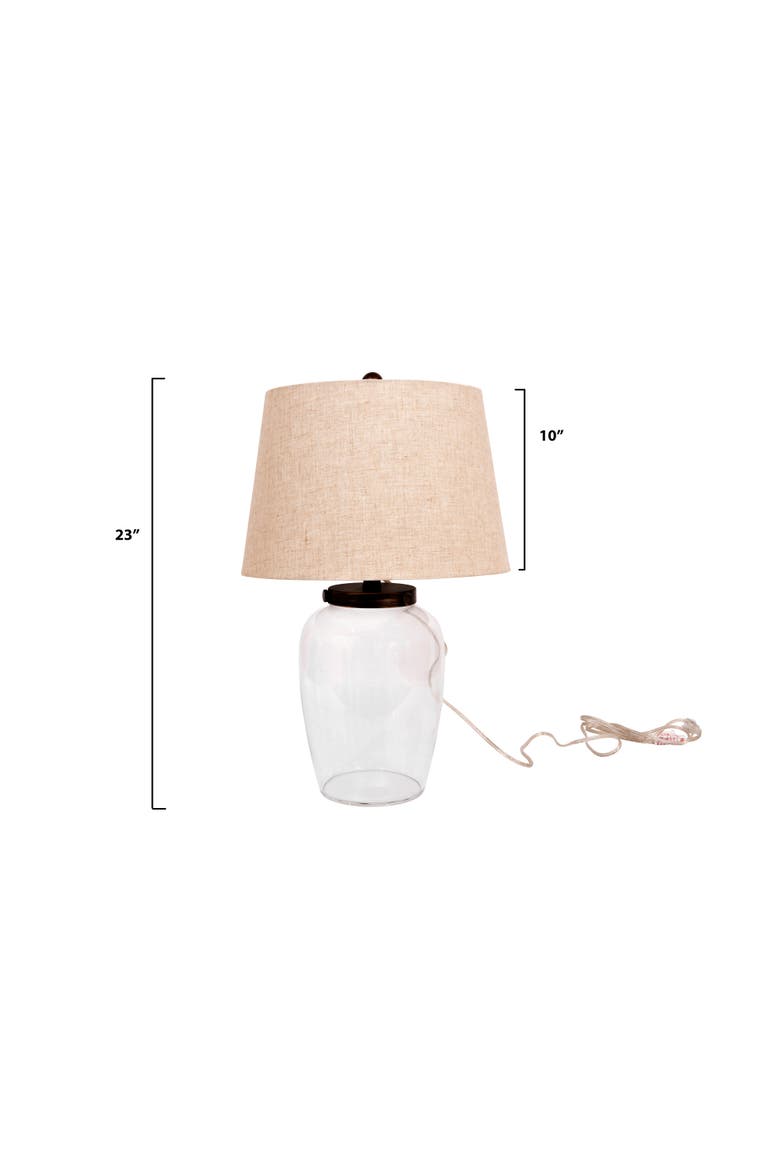 Fillable Glass Table Lamp with Linen Shade, Clear and White, Alternate, color, Clear