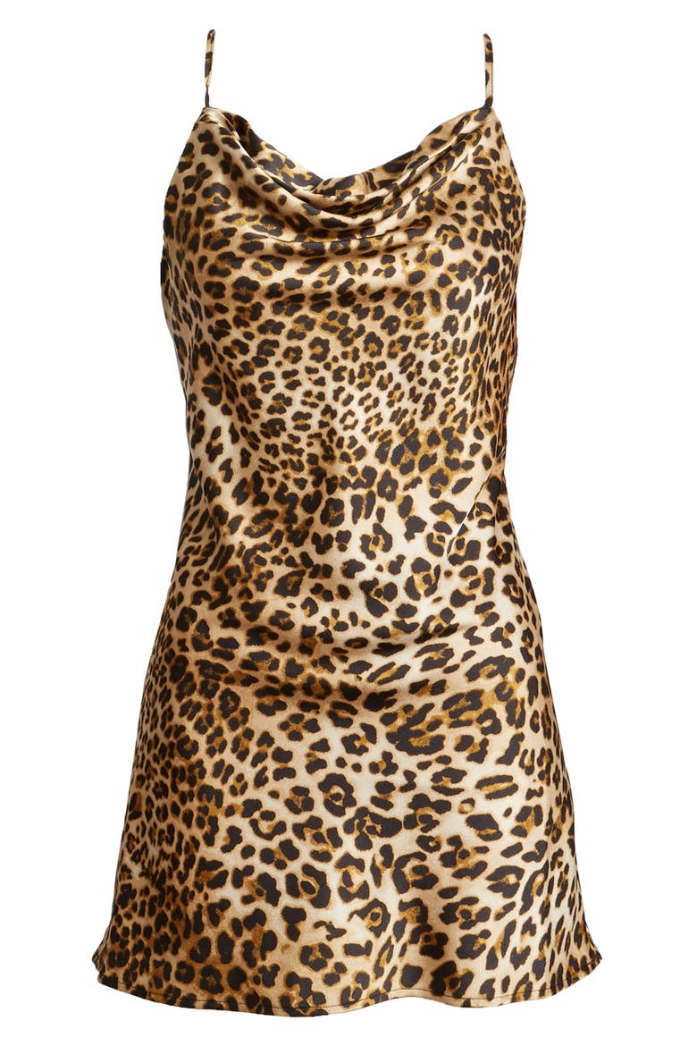 Leopard Print Satin Slipdress, Alternate, color, LEOPARD