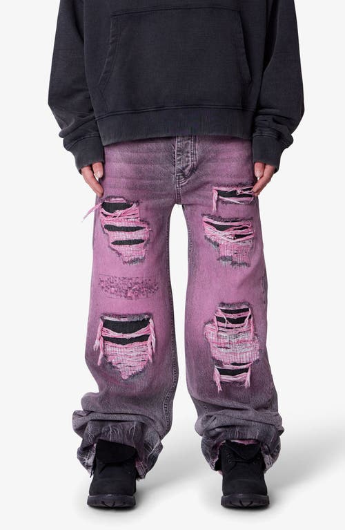Mnml Void Distressed Spray Baggy Jeans In Black