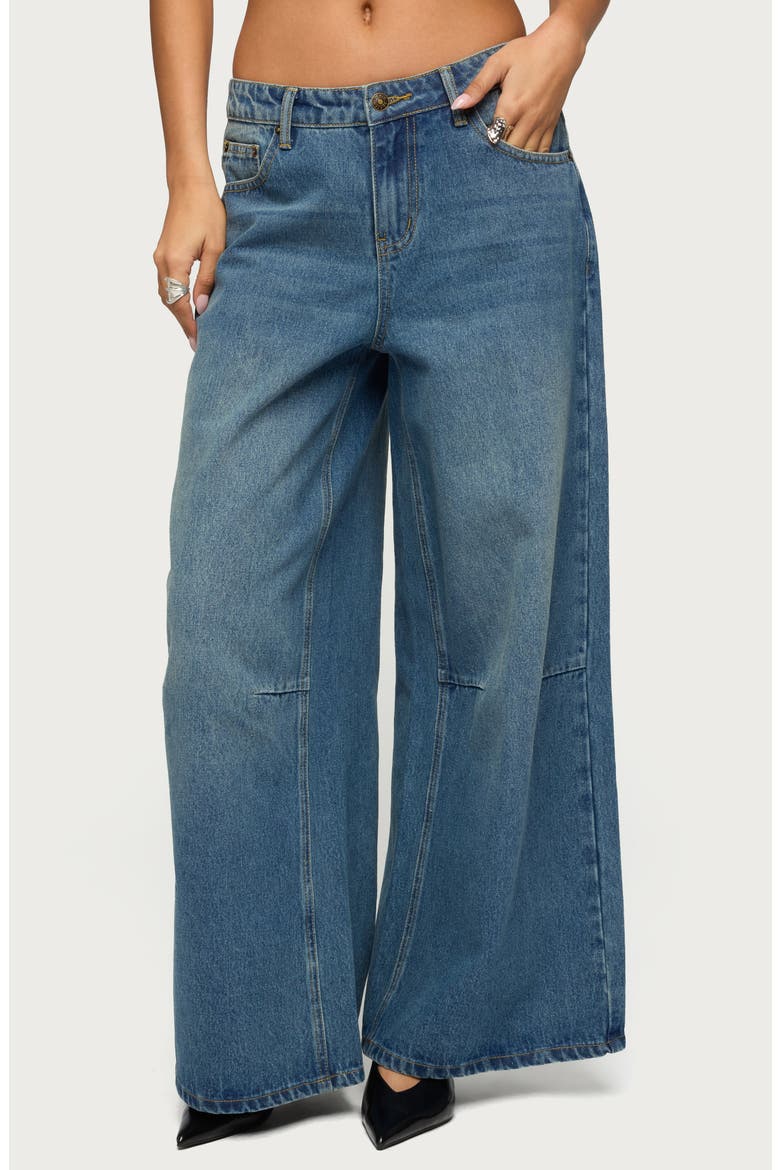 Skater Girl Washed Low Rise Wide Leg Jeans, Main, color, BLUE-VINTAGE-WASHED