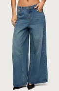 EDIKTED Skater Girl Washed Low Rise Wide Leg Jeans