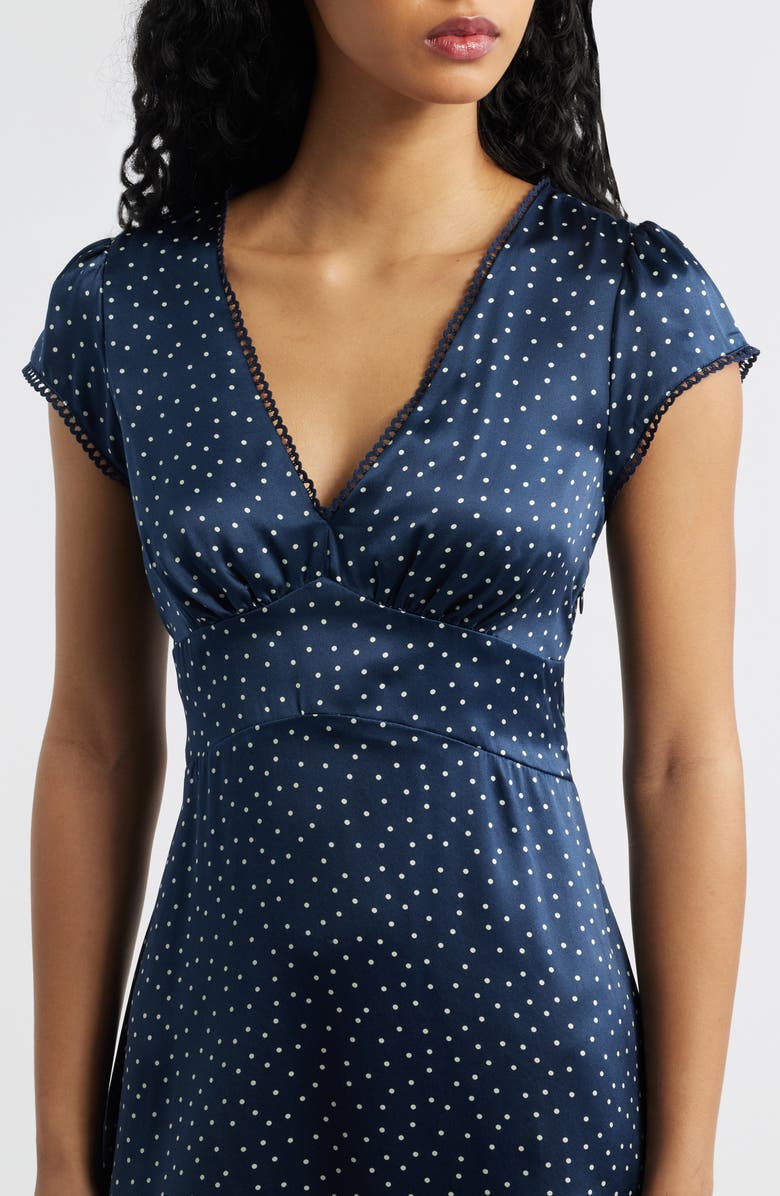 Reformation Amelia Dot Print Silk Dress, Alternate, color, Roya Dot