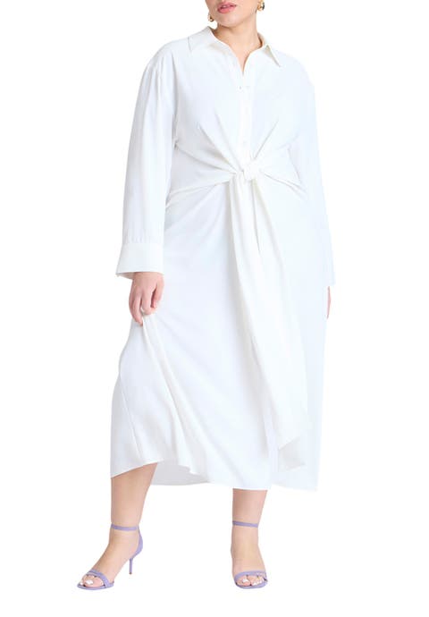 Tie Front Oversized Shirt Dress (Plus)