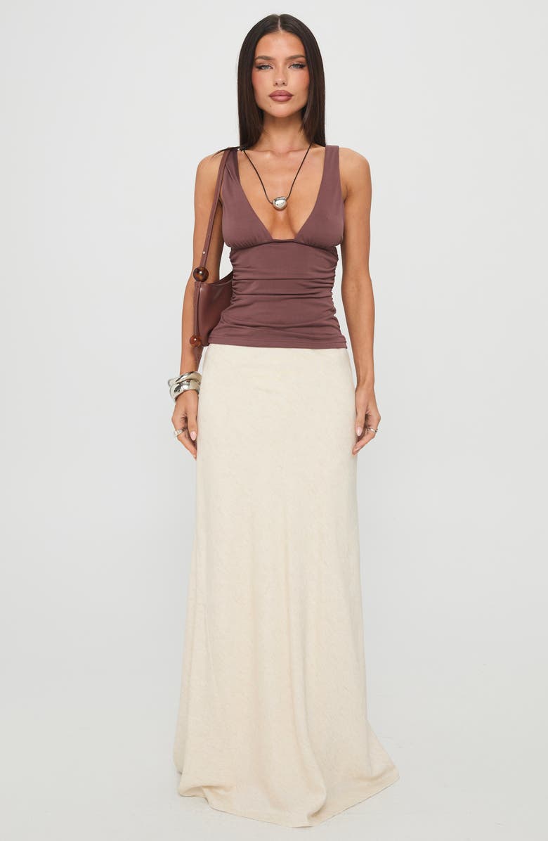 Princess Polly Sublime Ruched Tank, Alternate, color, Brown