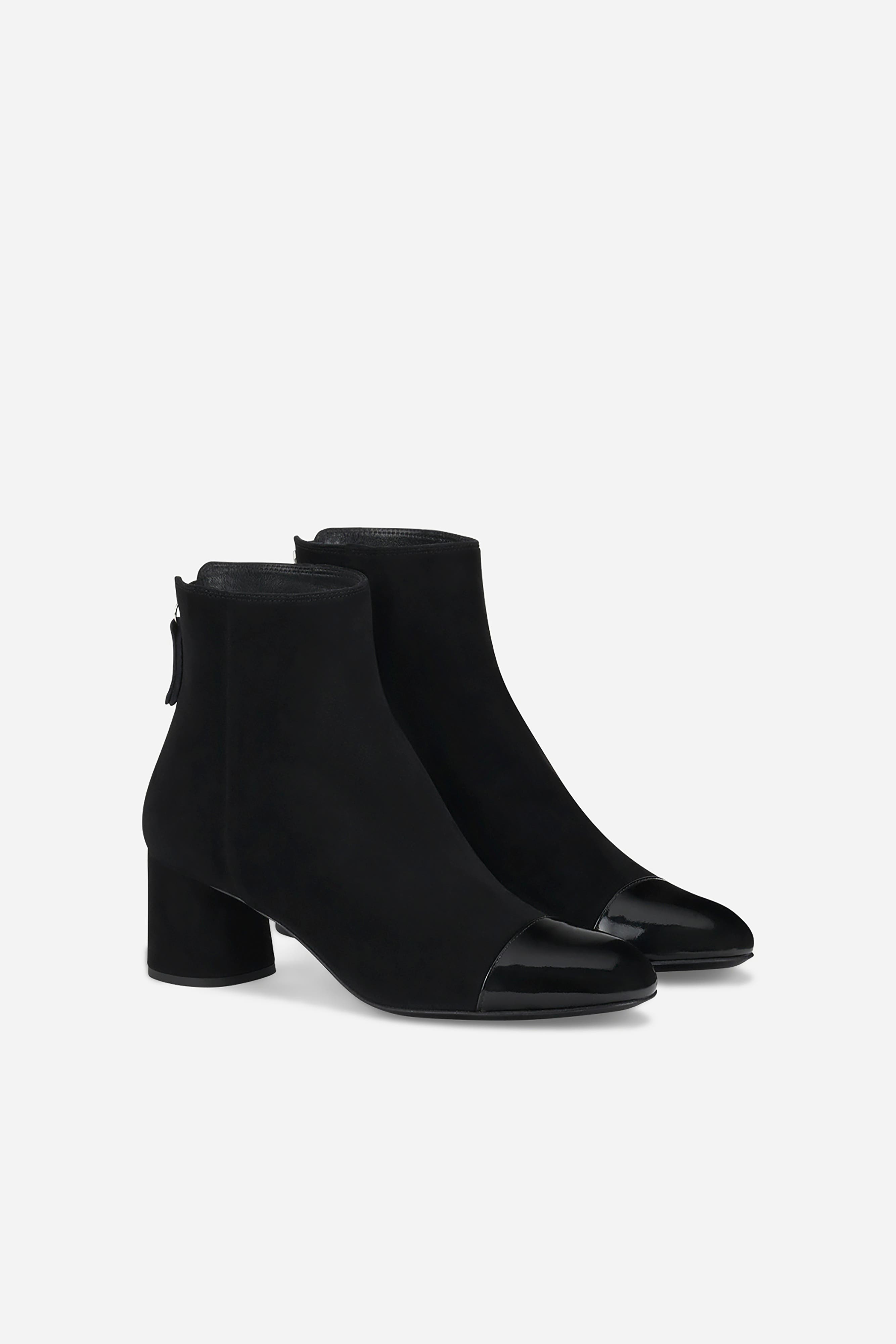 AGL Veta Cap Toe Velour Bootie with Heel, Alternate, color, Black