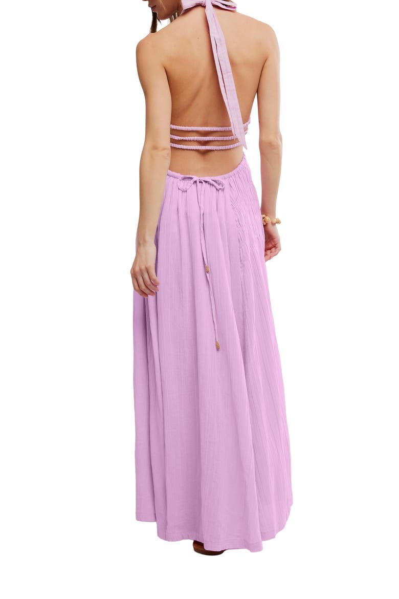 Angel Plunge Halter Neck Maxi Dress, Alternate, color, LILAC BOUQUET