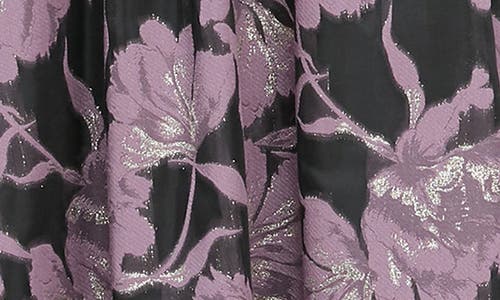 Alex Apparel Metallic Floral A-line Gown In Black/amethyst