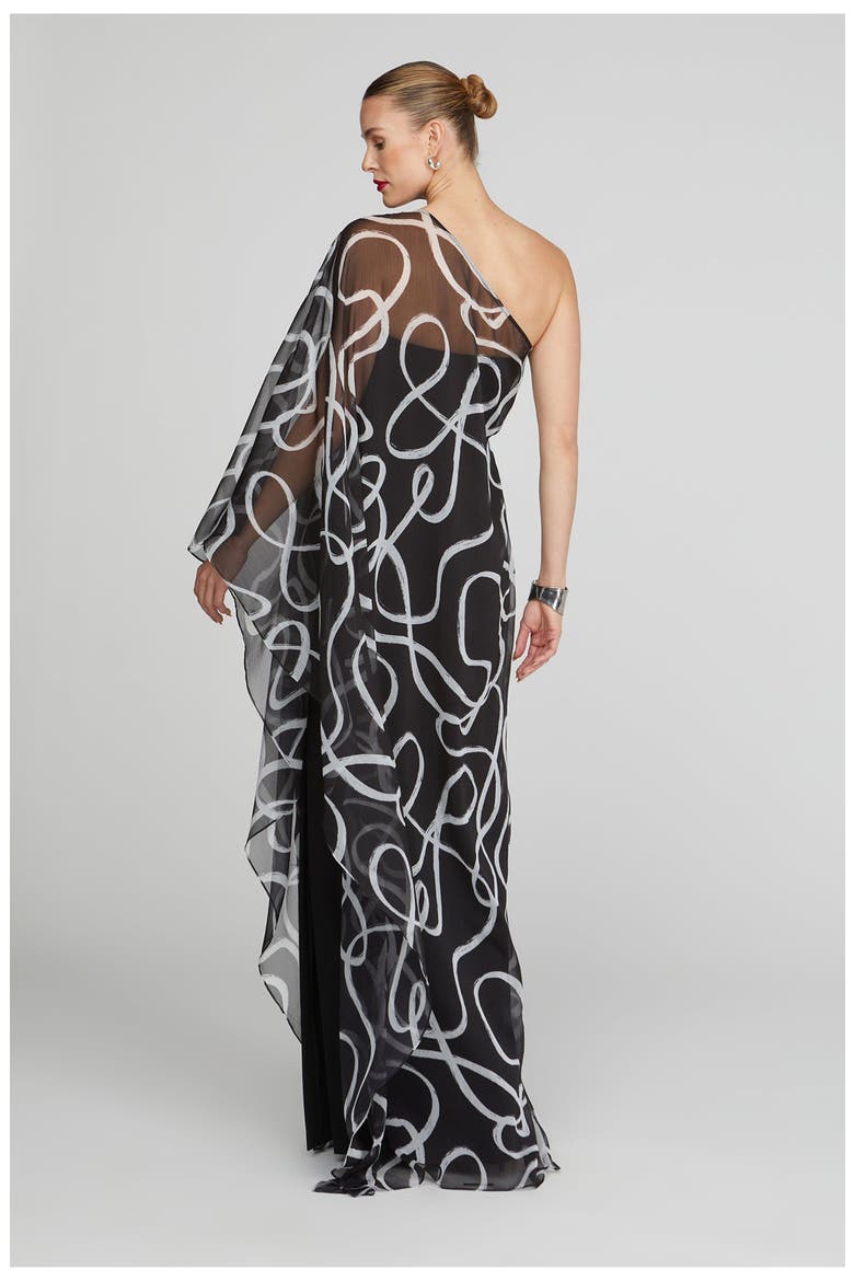 Elodie Chiffon Caftan, Alternate, color, Black Ribbon