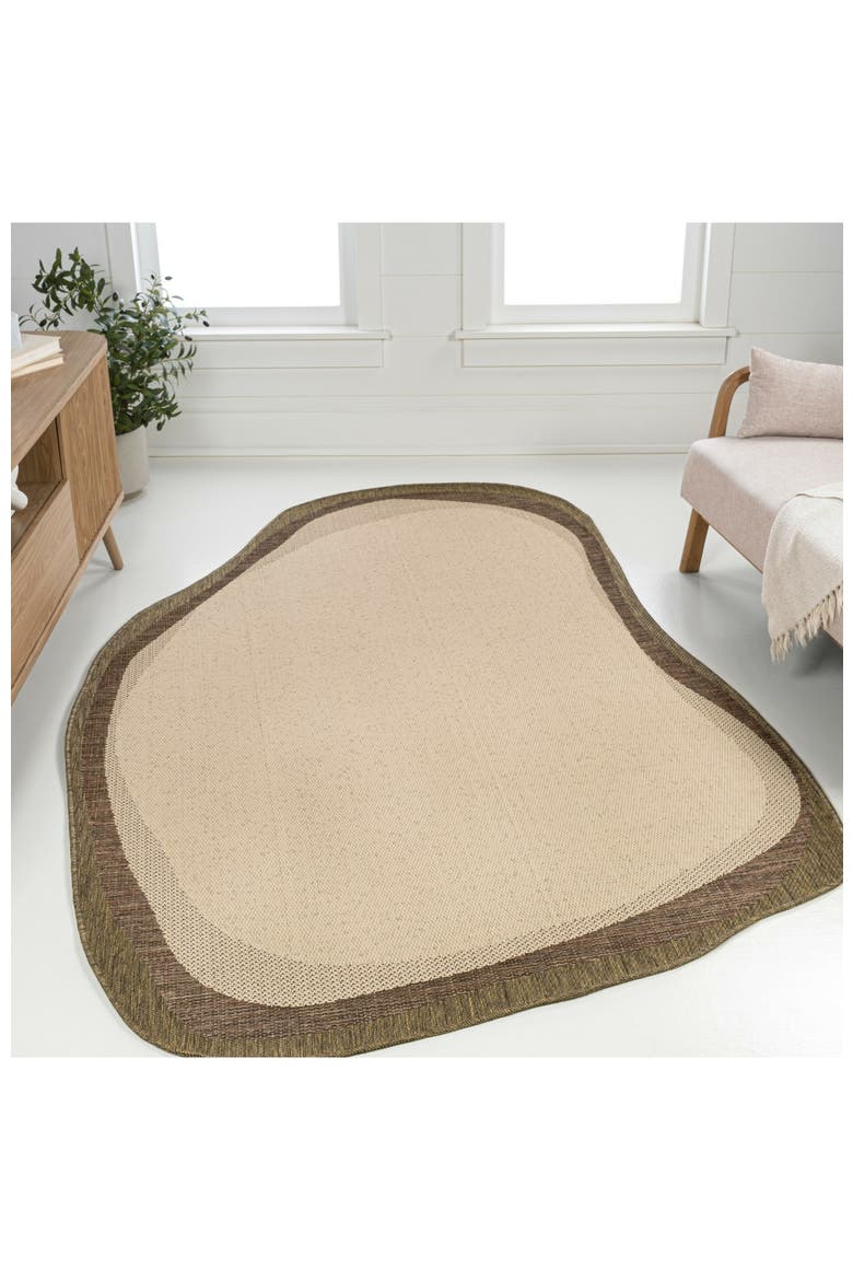 Wyatt Modern Rustic Abstract Indoor/Outdoor Shaped Area Rug, Alternate, color, Beige/Brown