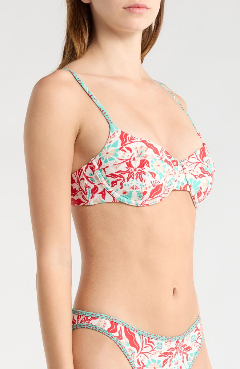 Ramy Brook Mona Print Underwire Swim Top, Alternate, color, Flame Combo
