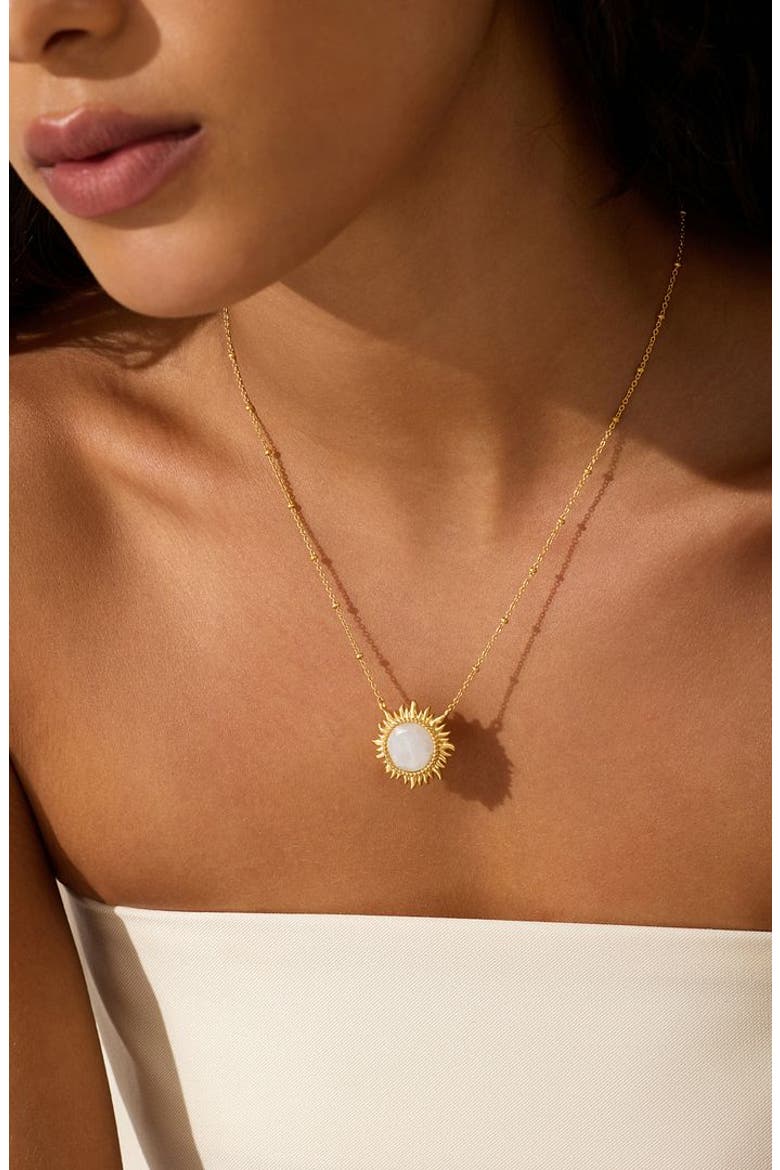 Dawn of Hope Moonstone Sun Necklace, Alternate, color, Gold