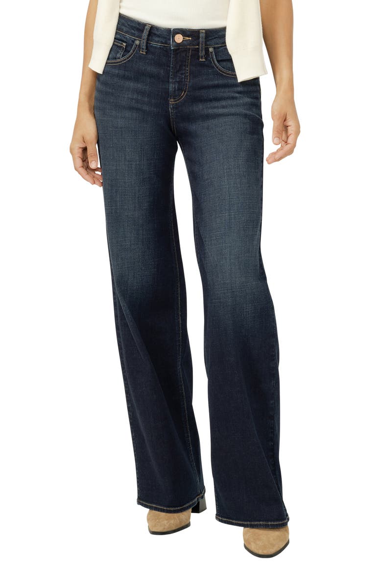 Suki Curvy Mid Rise Wide Leg Jeans, Main, color, HOLLEN