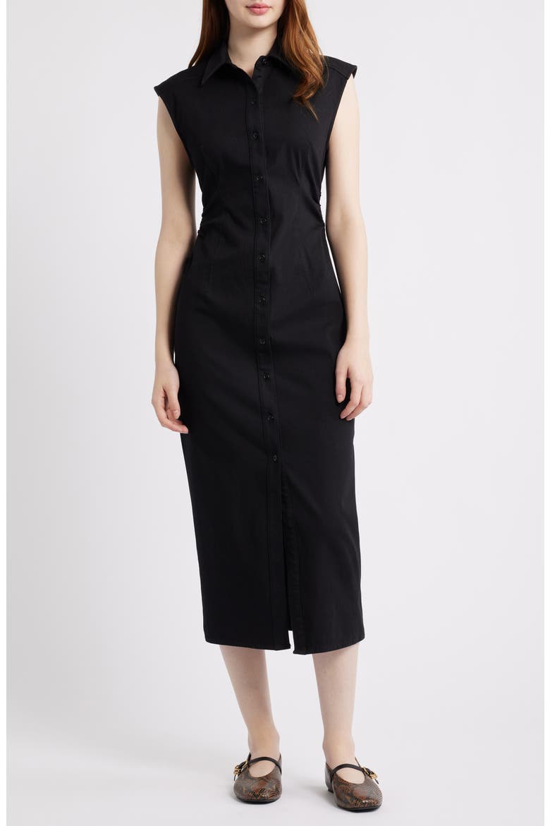 Leah Airflex Midi Shirtdress, Alternate, color, BLACK