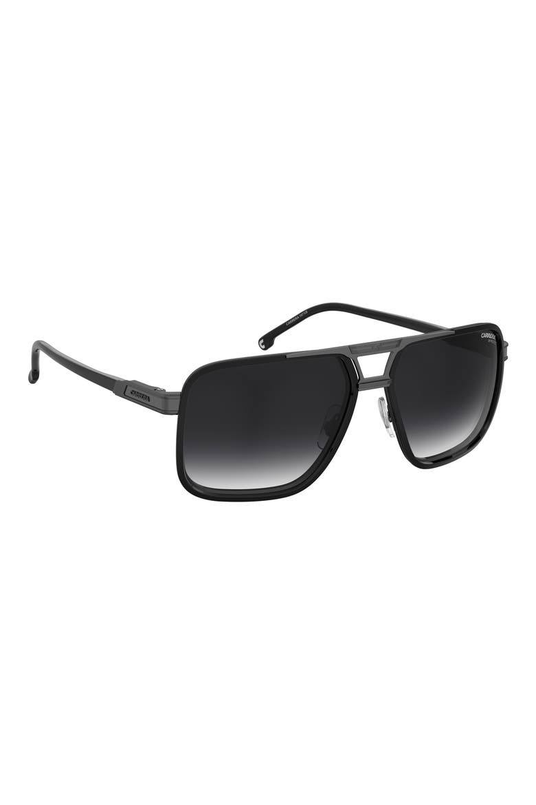 61mm Gradient Rectangular Sunglasses, Alternate, color, BLACK DARK RUTHENIUM/ GREY