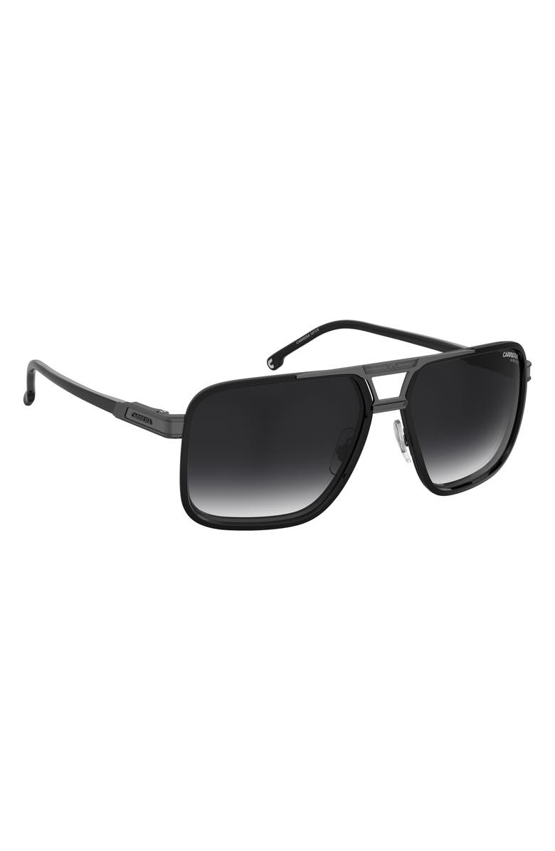 Carrera Eyewear 61mm Gradient Rectangular Sunglasses, Alternate, color, Black Dark Ruthenium/ Grey