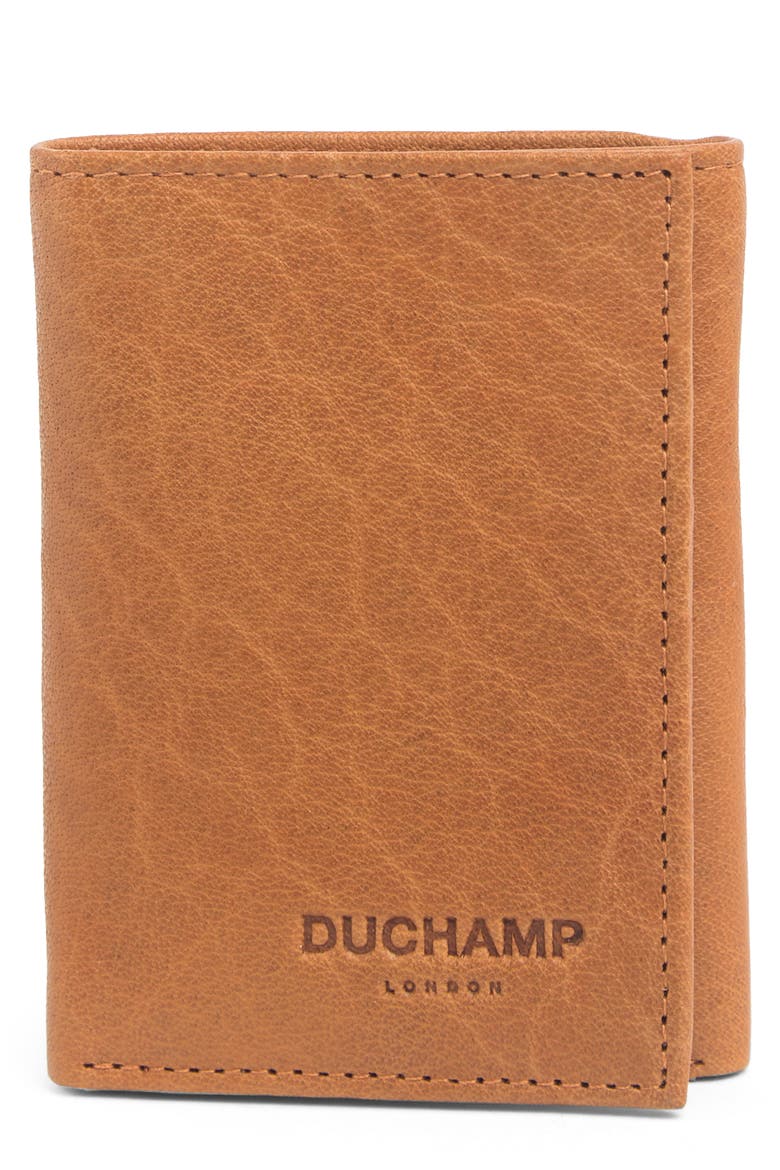 Slim Leather Trifold Wallet, Main, color, COGNAC