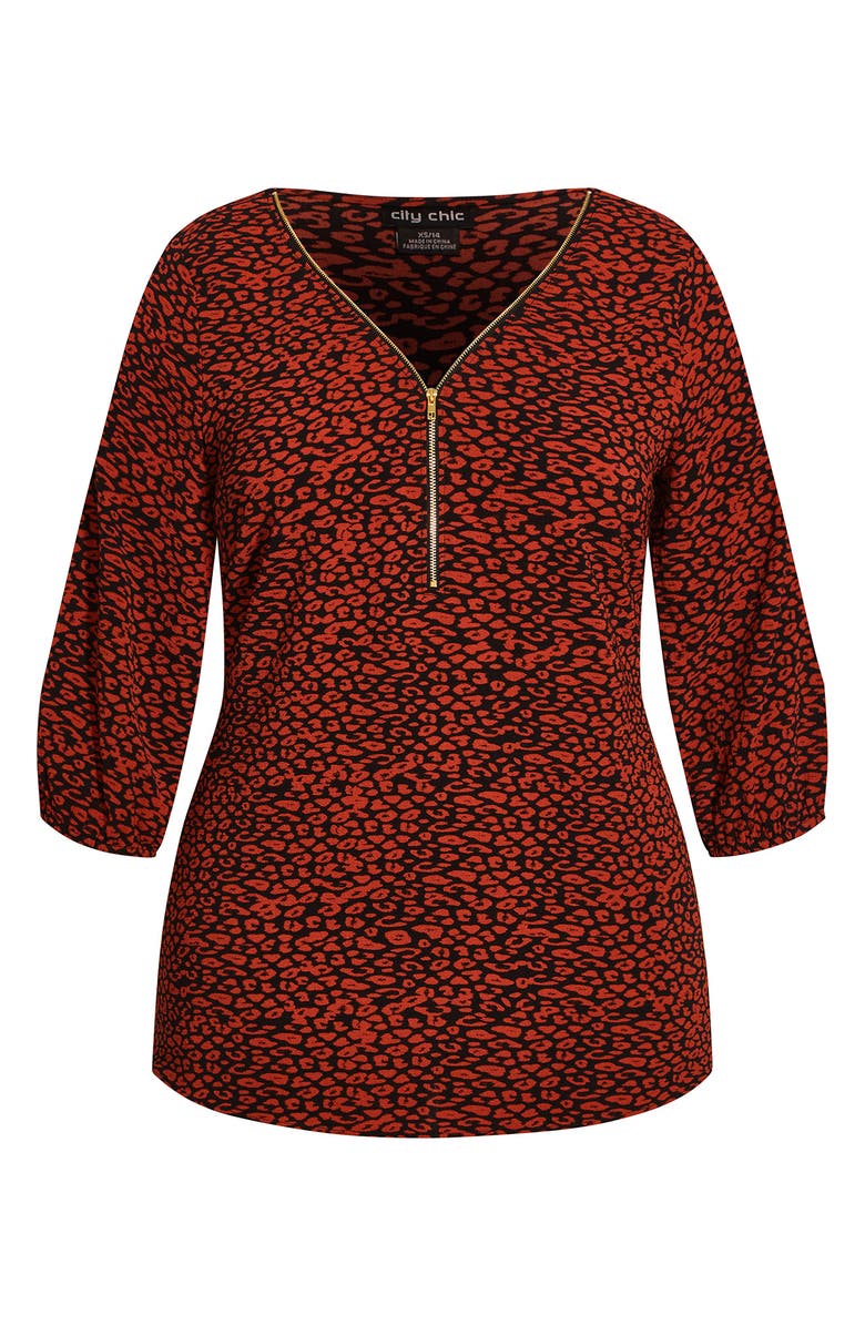 City Chic Leopard Lust V-Neck Top, Alternate, color,
