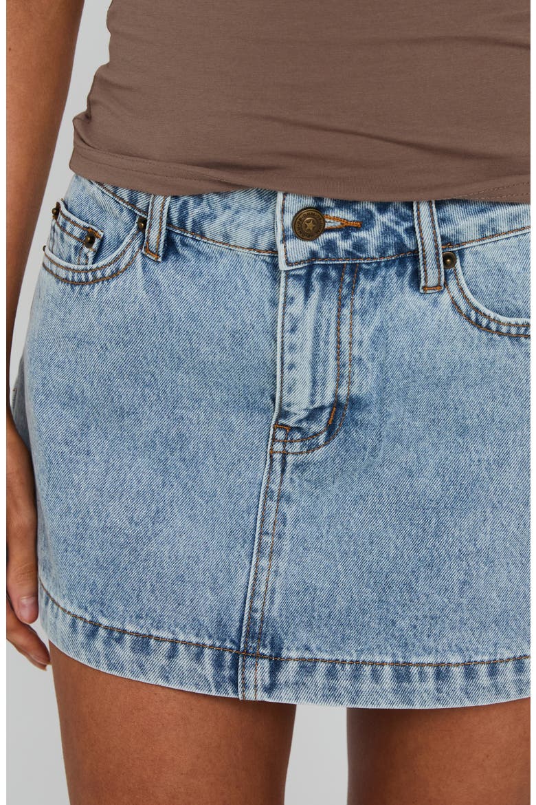 Nicolina Low Rise Denim Miniskirt, Alternate, color, ICE BLUE WASH