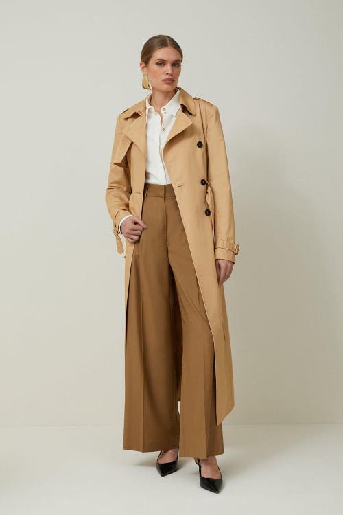 Karen Millen Tailored Classic Belted Trench Coat In Brown