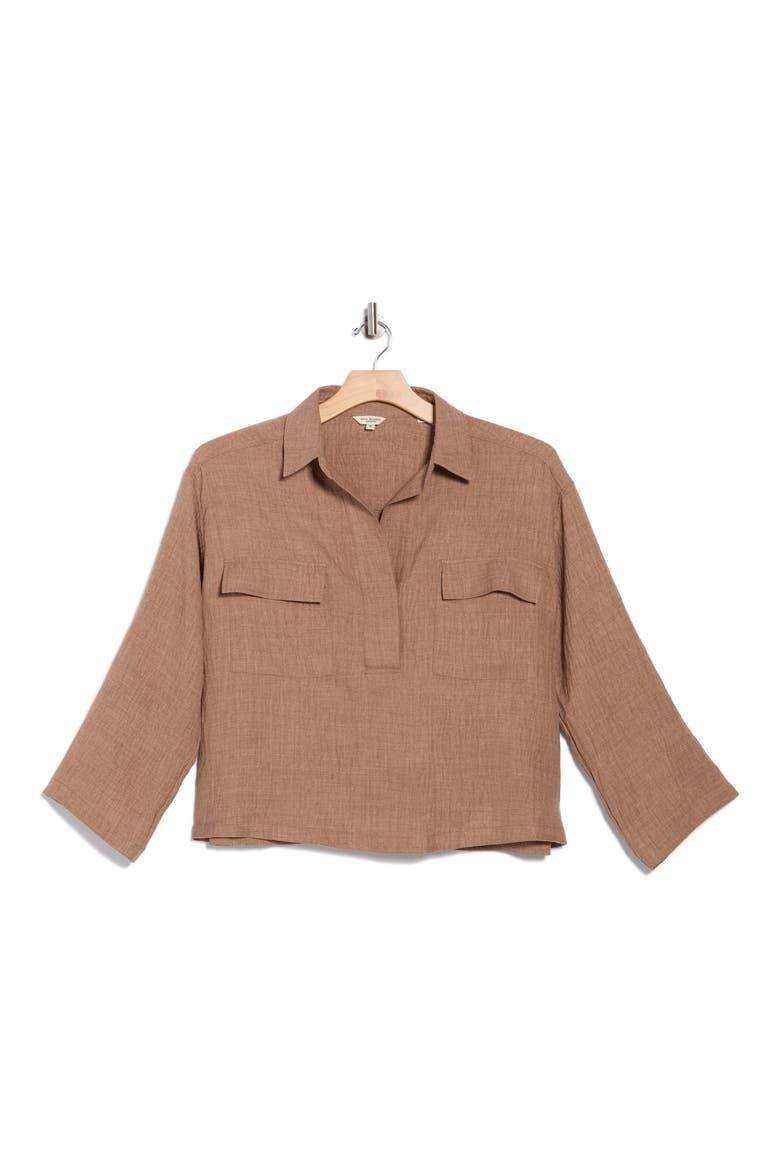 Textured Collared Shirt, Alternate, color, MUSHROOM