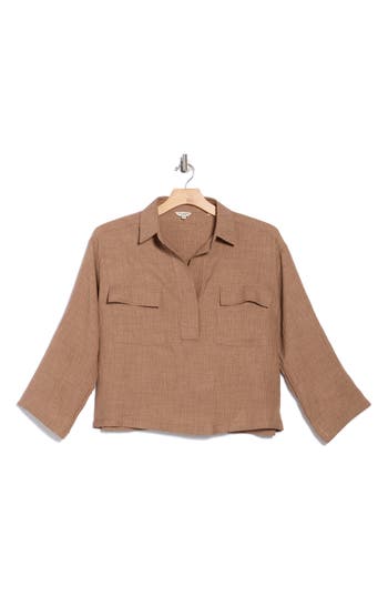 Max Studio Textured Collared Shirt In Pink