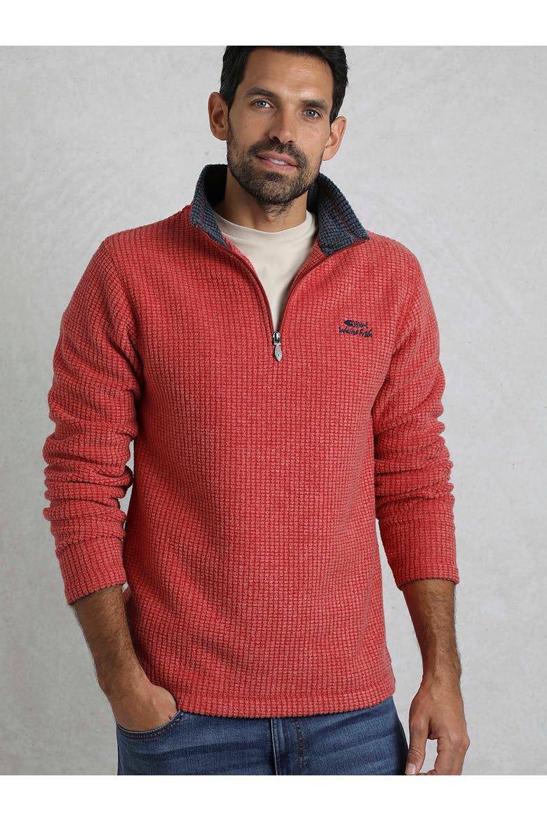 Newark 1/4 Zip Grid Fleece, Main, color, Barberry Red Marl