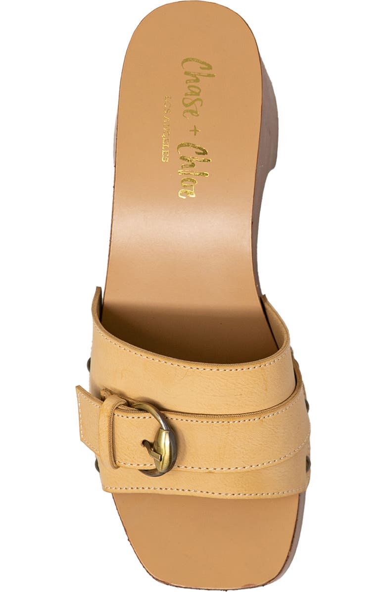 CHASE AND CHLOE Soraya Buckle Platform Wedge Slide Sandal, Alternate, color, Beige Pu