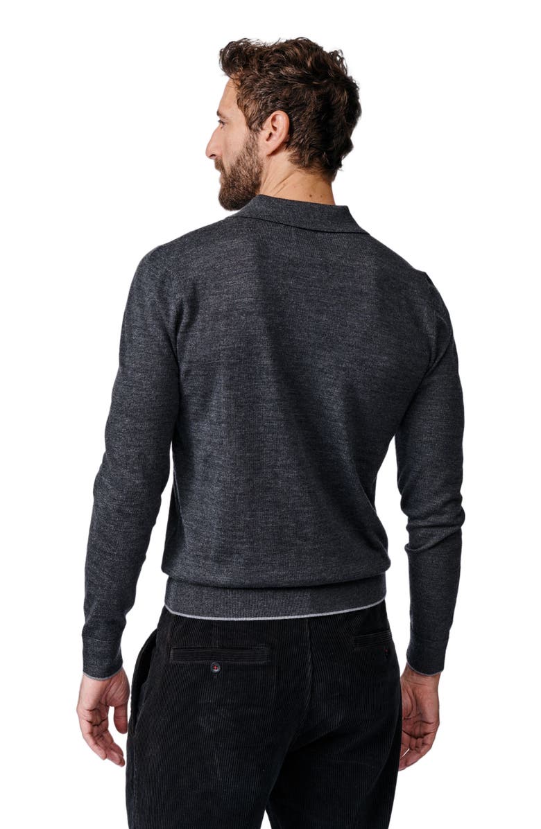 Aubin Elm Merino Textured Long Sleeve Polo, Alternate, color, Dark Charcoal