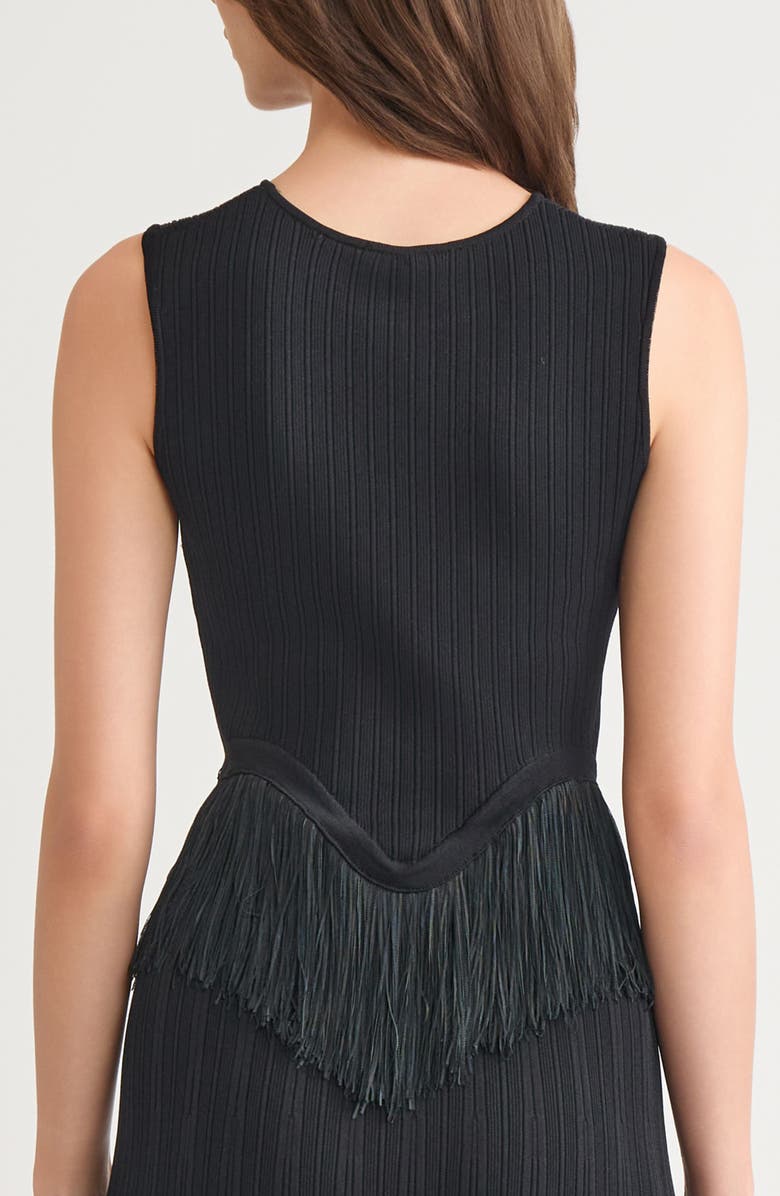 Misook x Lani Lynn Fringe Trim Knit Sleeveless Top, Alternate, color, Black