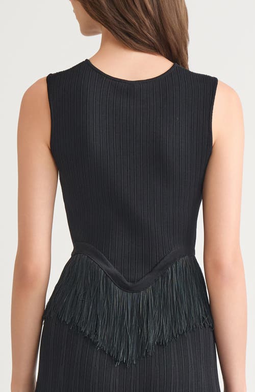 Misook X Lani Lynn Fringe Trim Knit Sleeveless Top In Black