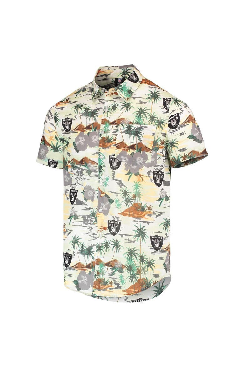 Men's FOCO Cream Las Vegas Raiders Paradise Floral Button-Up Shirt, Alternate, color, Cream