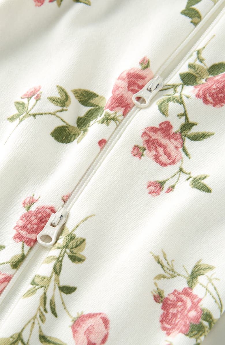 Nordstrom Zip Front Footie & Headband Set, Alternate, color, Ivory Egret Mood Floral