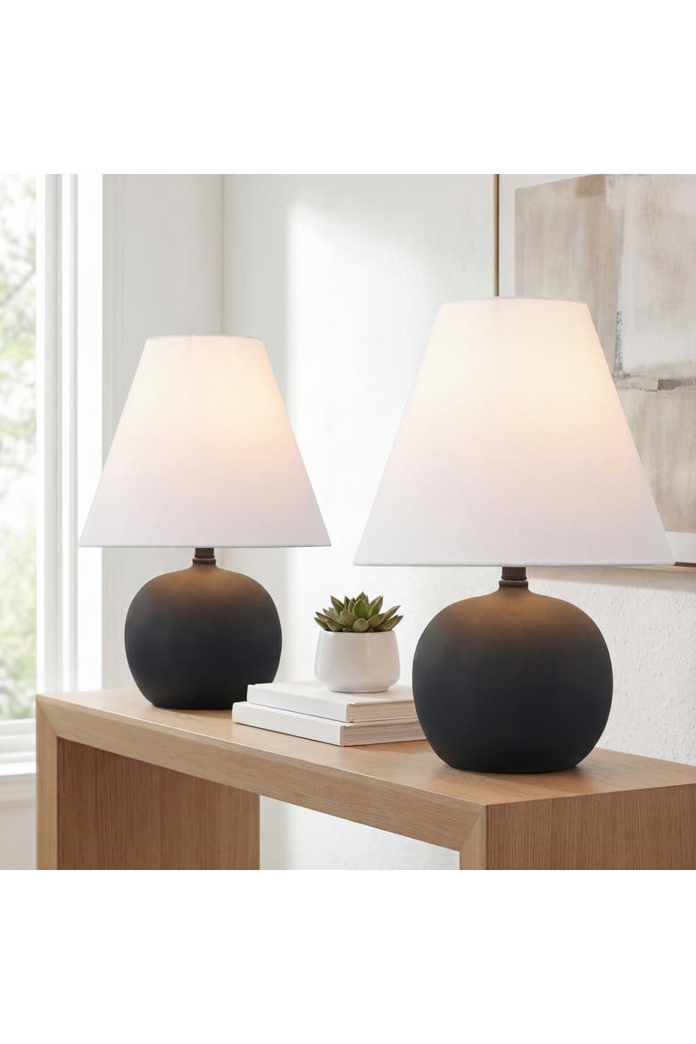 Asher 18.25" Minimalist Scandinavian Resin/Iron Gourd LED Table Lamp, Main, color, Matte Black