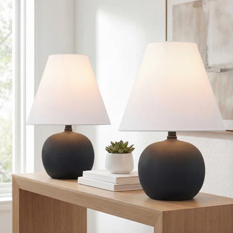 Asher 18.25" Minimalist Scandinavian Resin/Iron Gourd LED Table Lamp (Set of 2)