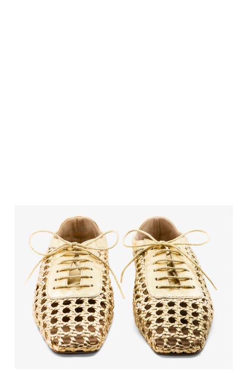 Andrea Gomez Antonia Woven Leather Oxford Flats In Gold