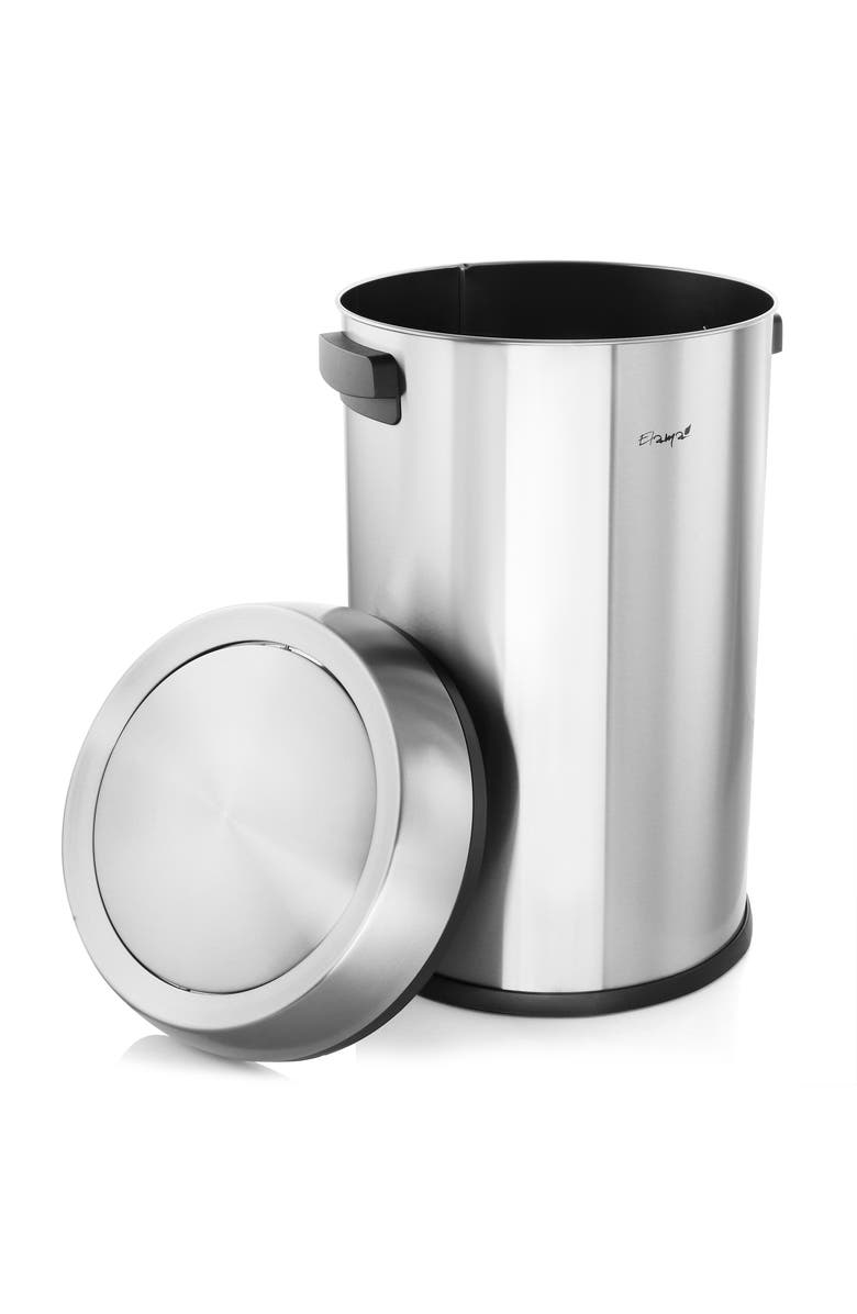 Elama Large 17 Gallon Swing Lid Stainless Steel Cylindrical Trash Bin, Alternate, color, Silver
