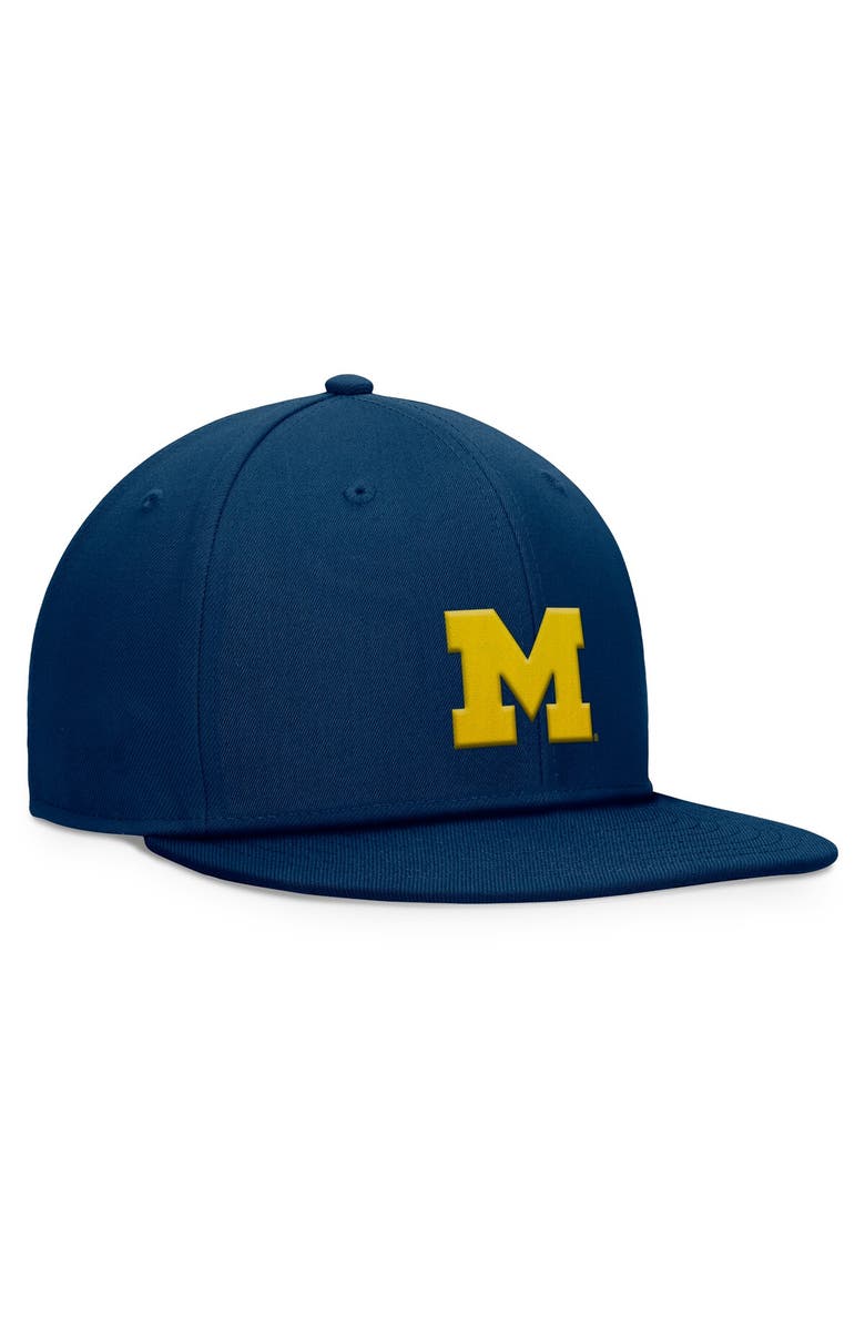 TOP OF THE WORLD Men's Top of the World Navy Michigan Wolverines Fundamental Snapback Hat, Alternate, color, Navy