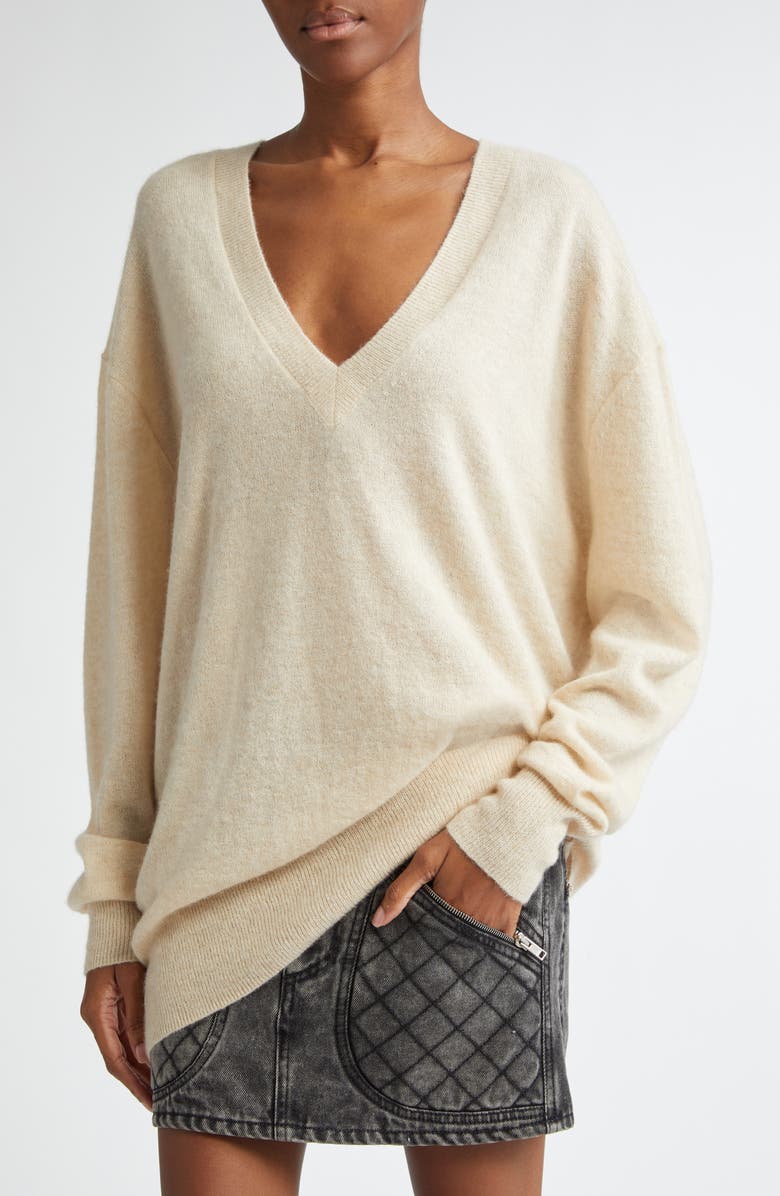 Isabel Marant Larana Silk, Alpaca & Cashmere V-Neck Sweater, Alternate, color, 