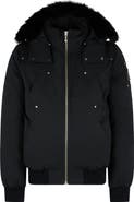 Moose Knuckles Original Genuine Shearling Trim Water & Wind Resistant 650 Fill Power Down Ballistic Bomber Jacket