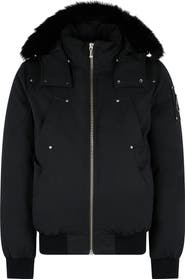 Moose Knuckles Original Genuine Shearling Trim Water & Wind Resistant 650 Fill Power Down Ballistic Bomber Jacket