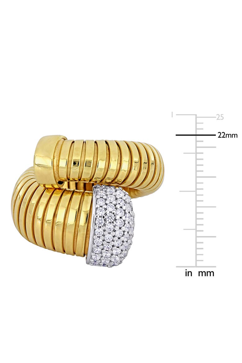 Cubic Zirconia Omega Snake Wrap Ring, Alternate, color, Yellow-Plated