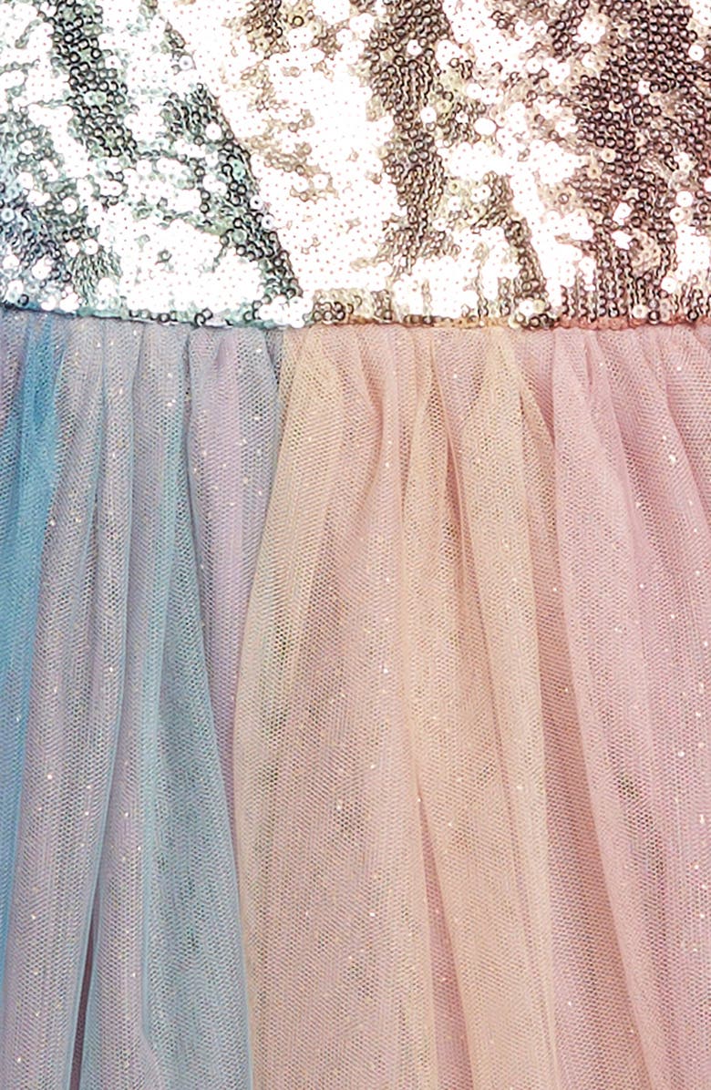 Zunie Kids' Rainbow Sequin & Tulle Dress, Alternate, color, Pink Multi