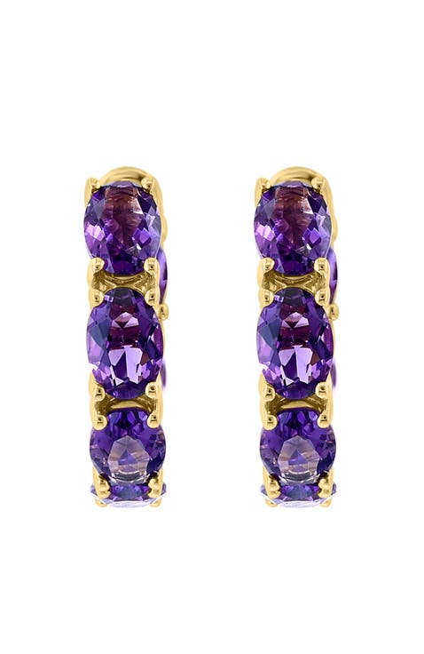 14K Yellow Gold ,Amethyst Earrings