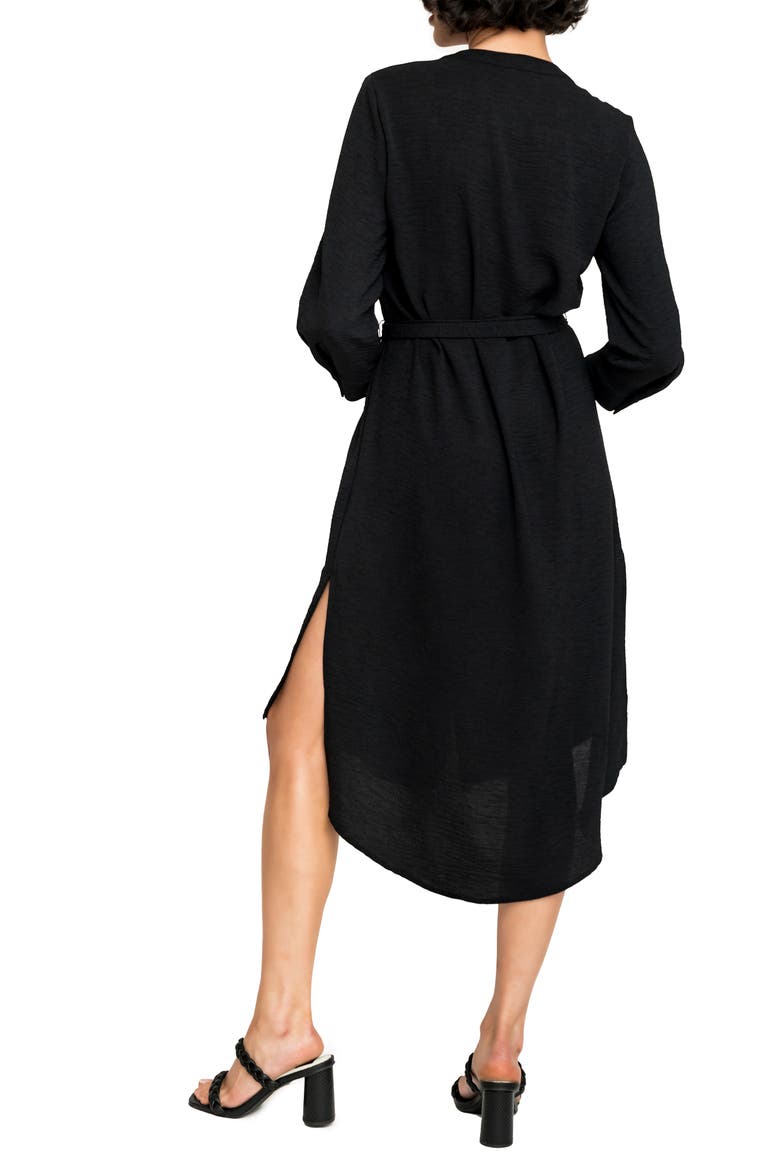 Tie Waist Midi Dress, Alternate, color, BLACK