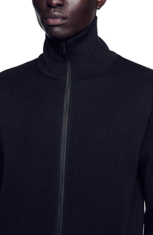 Sandro Zip-up Wool Cardigan In Black
