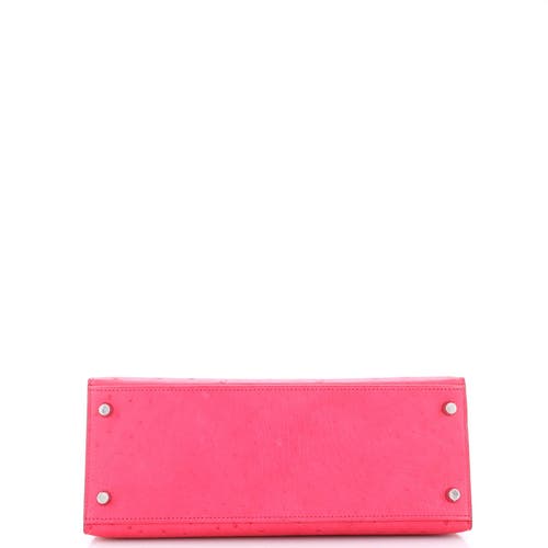 Pre-owned Hermes  Hermes Kelly Handbag Pink Ostrich With Palladium Hardware 28