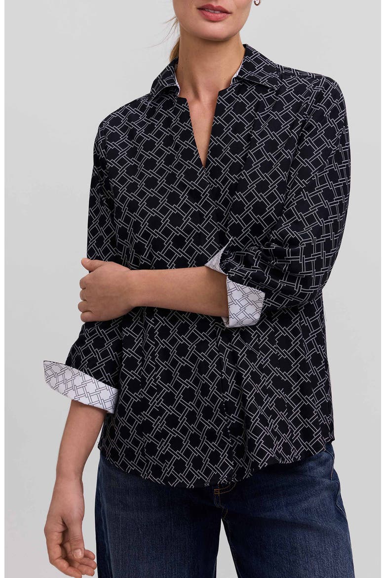 Taylor Geo Print Cotton Button-Up Shirt, Main, color, BLACK/ WHITE