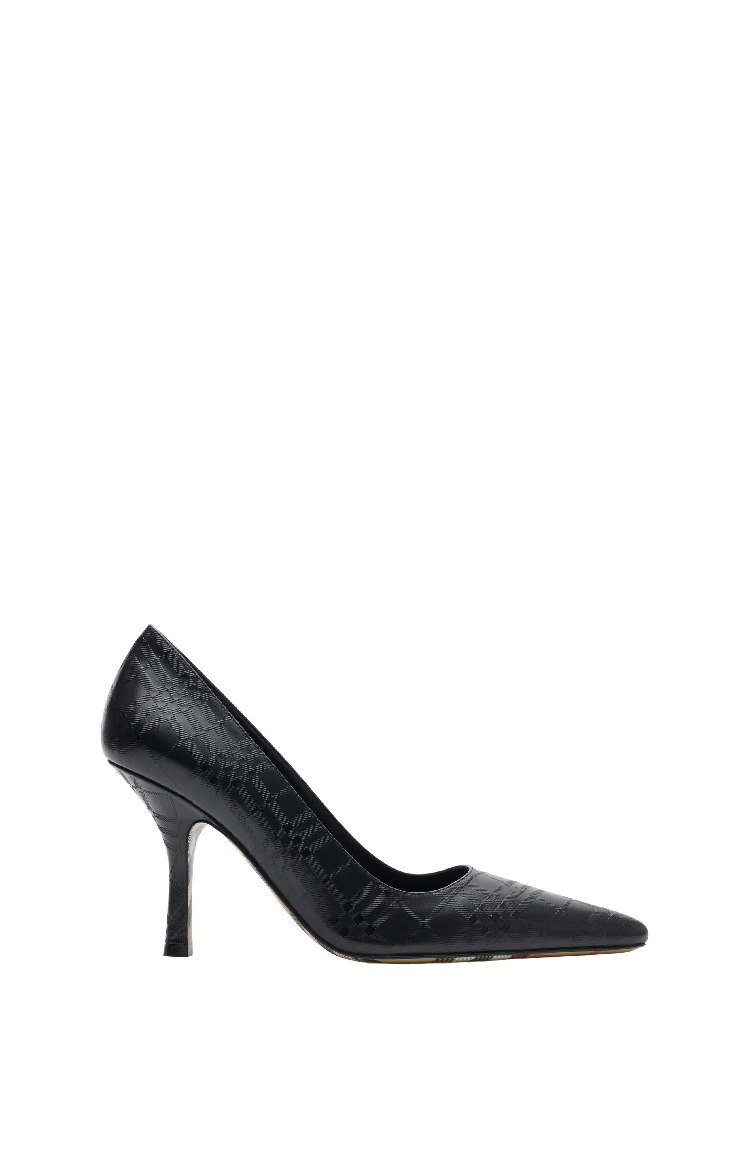 Burberry Check Leather Dame High Pumps, Main, color, Black