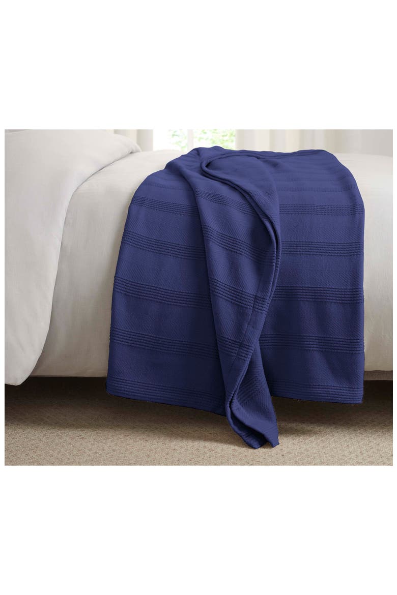 Textured Cotton Throw Blanket, Alternate, color, NAVY